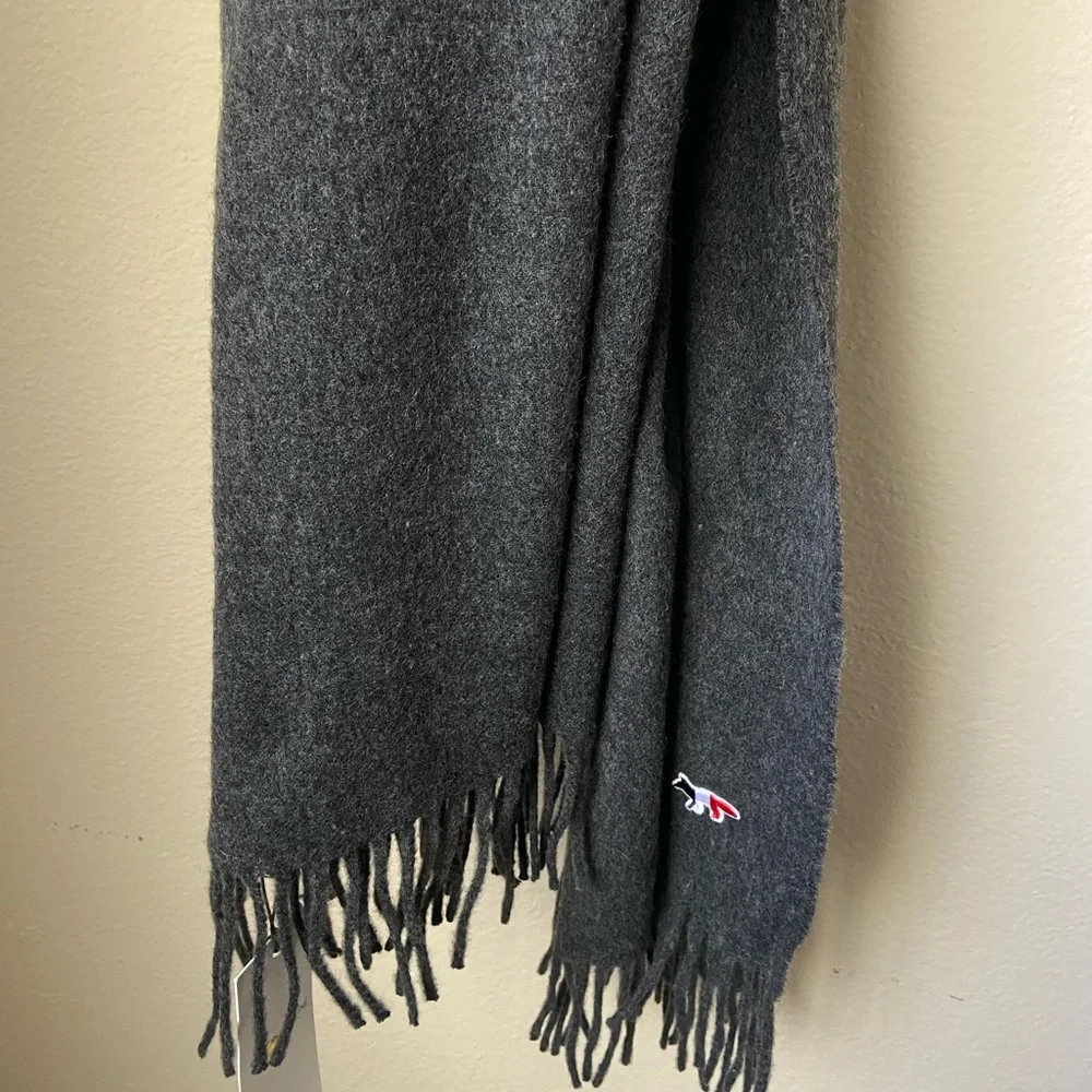Maison Kitsuné fringed virgin wool scarf